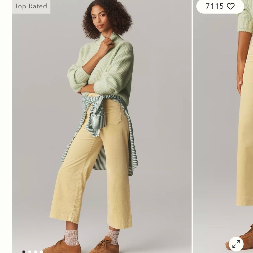 New - The Colette Corduroy Crop Wide-Leg Pants by Maeve - Picture 2 of 4